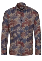 ETERNA LANGE MOUW OVERHEMD MODERN FIT SOFT TAILORING BRAUW/BRUIN PRINT