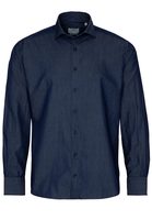 ETERNA LANGE MOUW OVERHEMD MODERN FIT SOFT TAILORING DENIM JEANS BLAUW