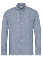 ETERNA LANGE MOUW OVERHEMD MODERN FIT SOFT TAILORING LINNEN BLAUW UNI