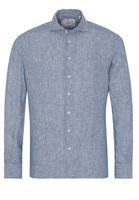 ETERNA LANGE MOUW OVERHEMD MODERN FIT SOFT TAILORING LINNEN BLAUW UNI