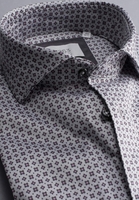 ETERNA LANGE MOUW OVERHEMD MODERN FIT SOFT TAILORING TWILL GRIJS/ZWART
