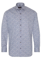 ETERNA LANGE MOUW OVERHEMD MODERN FIT TWILL BEIGE/BLAUW PRINT
