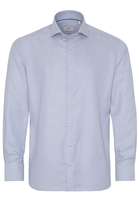 ETERNA LANGE MOUW OVERHEMD MODERN FIT TWILL BLAUW / WIT MET RELIËF