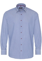 ETERNA LANGE MOUW OVERHEMD MODERN FIT TWILL BLAUW GESTREEPT
