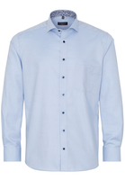 ETERNA LANGE MOUW OVERHEMD MODERN FIT TWILL BLAUW MET RELIËF