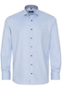 ETERNA LANGE MOUW OVERHEMD MODERN FIT TWILL BLAUW MET RELIËF