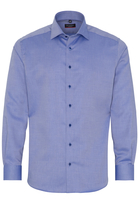 ETERNA LANGE MOUW OVERHEMD MODERN FIT TWILL BLAUW MET RELIËF