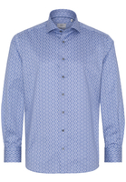 ETERNA LANGE MOUW OVERHEMD MODERN FIT TWILL BLAUW PRINT