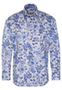 ETERNA LANGE MOUW OVERHEMD MODERN FIT TWILL BLAUW/GRIJS PRINT