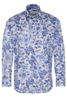 ETERNA LANGE MOUW OVERHEMD MODERN FIT TWILL BLAUW/GRIJS PRINT