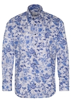 ETERNA LANGE MOUW OVERHEMD MODERN FIT TWILL BLAUW/GRIJS PRINT