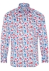 ETERNA LANGE MOUW OVERHEMD MODERN FIT TWILL BLAUW/ROOD PRINT