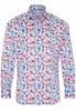 ETERNA LANGE MOUW OVERHEMD MODERN FIT TWILL BLAUW/ROOD PRINT