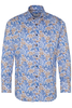 ETERNA LANGE MOUW OVERHEMD MODERN FIT TWILL BRUIN / LICHTBLAUW PRINT