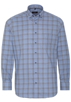 ETERNA LANGE MOUW OVERHEMD MODERN FIT TWILL GRIJS / BLAUW GERUIT
