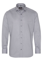 ETERNA LANGE MOUW OVERHEMD MODERN FIT TWILL GRIJS PRINT