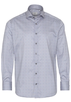 ETERNA LANGE MOUW OVERHEMD MODERN FIT TWILL GRIJS/BLAUW PRINT