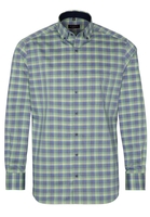 ETERNA LANGE MOUW OVERHEMD MODERN FIT TWILL GROEN/BLAUW GERUIT