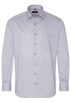 ETERNA LANGE MOUW OVERHEMD MODERN FIT TWILL LICHTBLAUW / BRUIN PRINT