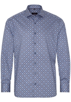 ETERNA LANGE MOUW OVERHEMD MODERN FIT TWILL MARINEBLAUW PRINT