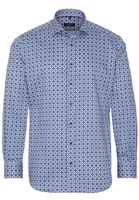 ETERNA LANGE MOUW OVERHEMD MODERN FIT TWILL NAVY / LICHTBLAUW PRINT