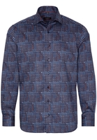 ETERNA LANGE MOUW OVERHEMD MODERN FIT TWILL NAVY / ROOD / BLAUW PRINT