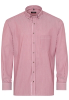 ETERNA LANGE MOUW OVERHEMD MODERN FIT TWILL ROOD GESTREEPT