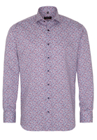 ETERNA LANGE MOUW OVERHEMD MODERN FIT TWILL ROOD/BLAUW PRINT