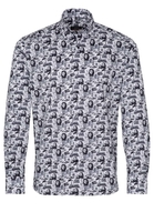 ETERNA LANGE MOUW OVERHEMD MODERN FIT TWILL ZWART/WIT PRINT