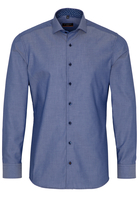 ETERNA LANGE MOUW OVERHEMD SLIM FIT BLAUW MET RELIËF