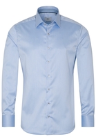 ETERNA LANGE MOUW OVERHEMD SLIM FIT LICHTBLAUW MET RELIËF