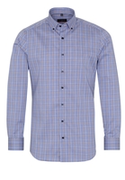 ETERNA LANGE MOUW OVERHEMD SLIM FIT LOTUS SHIRT TWILL BLAUW GERUIT