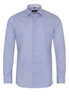 ETERNA LANGE MOUW OVERHEMD SLIM FIT LOTUS SHIRT TWILL BLAUW/WIT