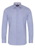 ETERNA LANGE MOUW OVERHEMD SLIM FIT LOTUS SHIRT TWILL BLAUW/WIT