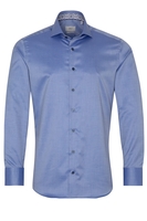 ETERNA LANGE MOUW OVERHEMD SLIM FIT MEDIUM BLAUW MET RELIËF