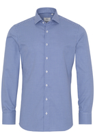 ETERNA LANGE MOUW OVERHEMD SLIM FIT NATTÉ BLAUW / WIT GERUIT