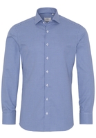 ETERNA LANGE MOUW OVERHEMD SLIM FIT NATTÉ BLAUW / WIT GERUIT