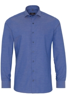 ETERNA LANGE MOUW OVERHEMD SLIM FIT NATTÉ BLAUW MET RELIËF