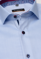 ETERNA LANGE MOUW OVERHEMD SLIM FIT NATTÉ BLAUW MET RELIËF