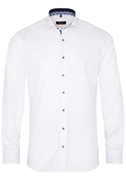 ETERNA LANGE MOUW OVERHEMD SLIM FIT NATTÉ WIT MET RELIËF