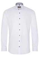 ETERNA LANGE MOUW OVERHEMD SLIM FIT NATTÉ WIT MET RELIËF