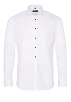 ETERNA LANGE MOUW OVERHEMD SLIM FIT NATTÉ WIT MET RELIËF