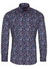 ETERNA LANGE MOUW OVERHEMD SLIM FIT OXFORD BLAUW / ORANJE PRINT