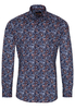 ETERNA LANGE MOUW OVERHEMD SLIM FIT OXFORD BLAUW / ORANJE PRINT