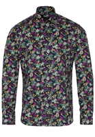 ETERNA LANGE MOUW OVERHEMD SLIM FIT OXFORD BLAUW/GROEN PRINT