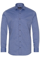 ETERNA LANGE MOUW OVERHEMD SLIM FIT OXFORD BLAUW/ROOD PRINT