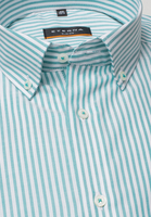 ETERNA LANGE MOUW OVERHEMD SLIM FIT OXFORD TURKOOIS / WIT GESTREEPT