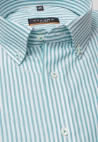 ETERNA LANGE MOUW OVERHEMD SLIM FIT OXFORD TURKOOIS / WIT GESTREEPT