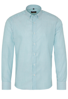 ETERNA LANGE MOUW OVERHEMD SLIM FIT OXFORD TURKOOIS / WIT GESTREEPT