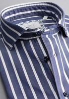 ETERNA LANGE MOUW OVERHEMD SLIM FIT SOFT TAILORING TWILL MARINE / WIT